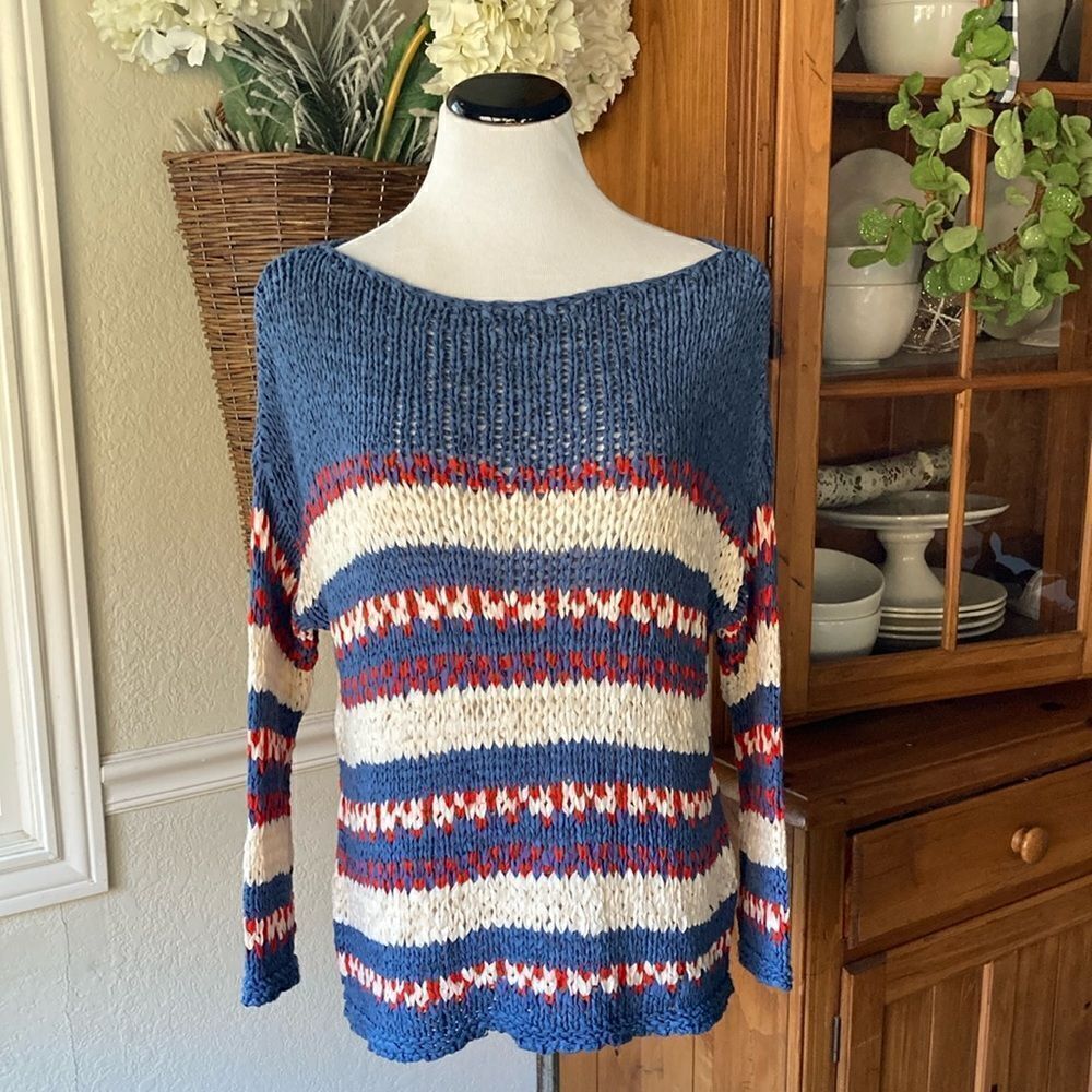 Zara Knit Woven Long Sleeve Top Size Medium